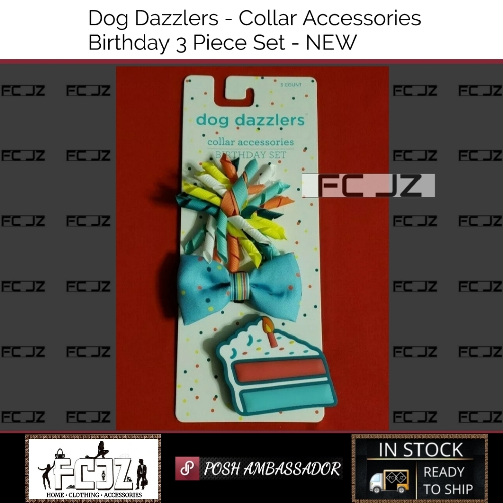 Dog Dazzlers - Collar Accessories Birthday 3 Piece Set - NEW